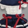 blue and white dogs frock