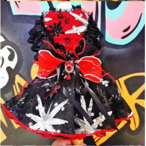 Black and Red Sequin Sparkle Pet Dog Cat Evening Dress