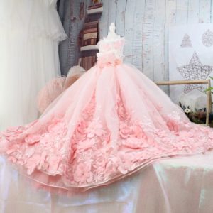 Pink Big Flower Camellia Cat Dog Wedding Dress