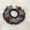 gothic black base write lace red rose dog collar