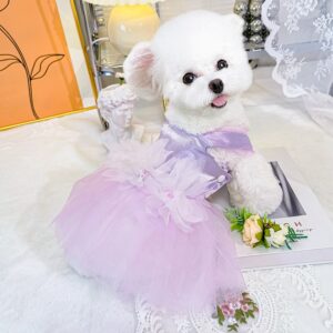 purple dog flower girl dress