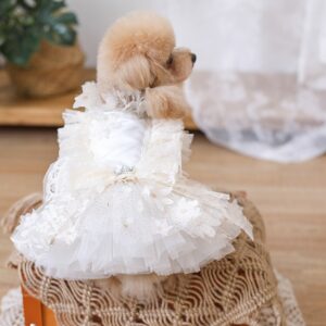 Vintage style ruffeled dog wedding dress