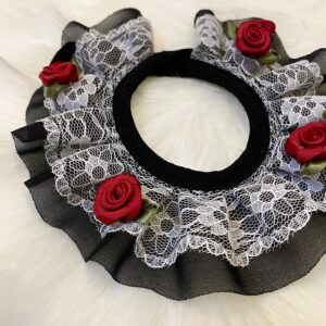 gothic black base write lace red rose dog collar