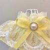 yellow gold sheered dog collar pearl decoration