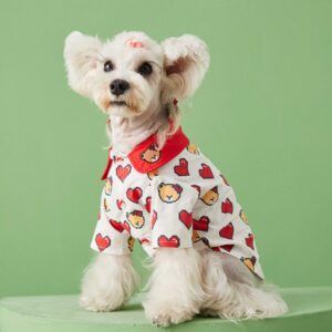 valentines day red heart and bear dog shirt